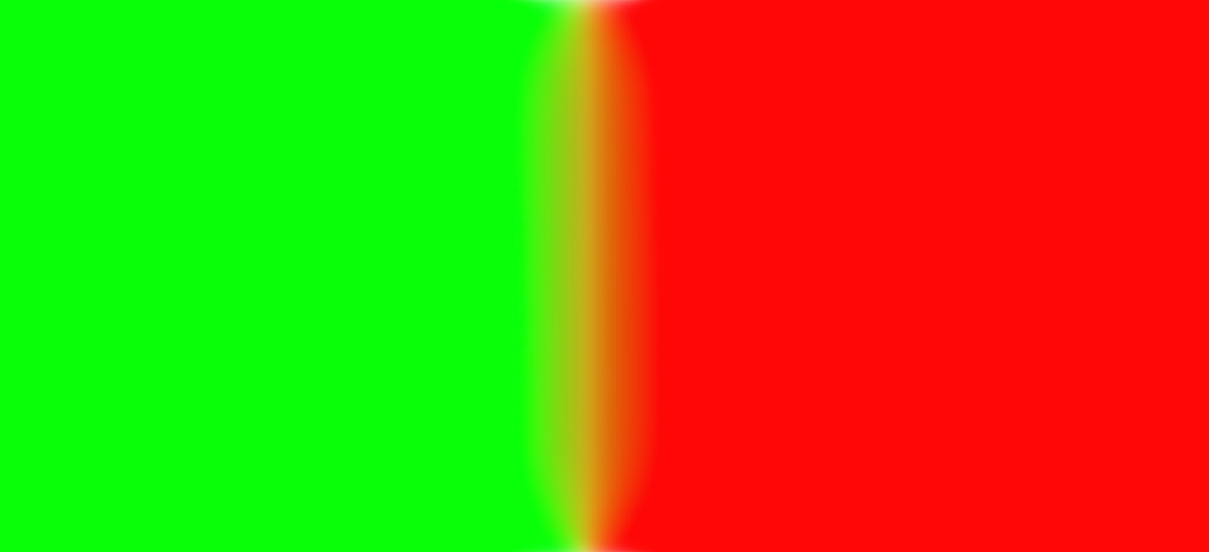 The same blurred edge in Perceptual mode, passing through yellow and orange